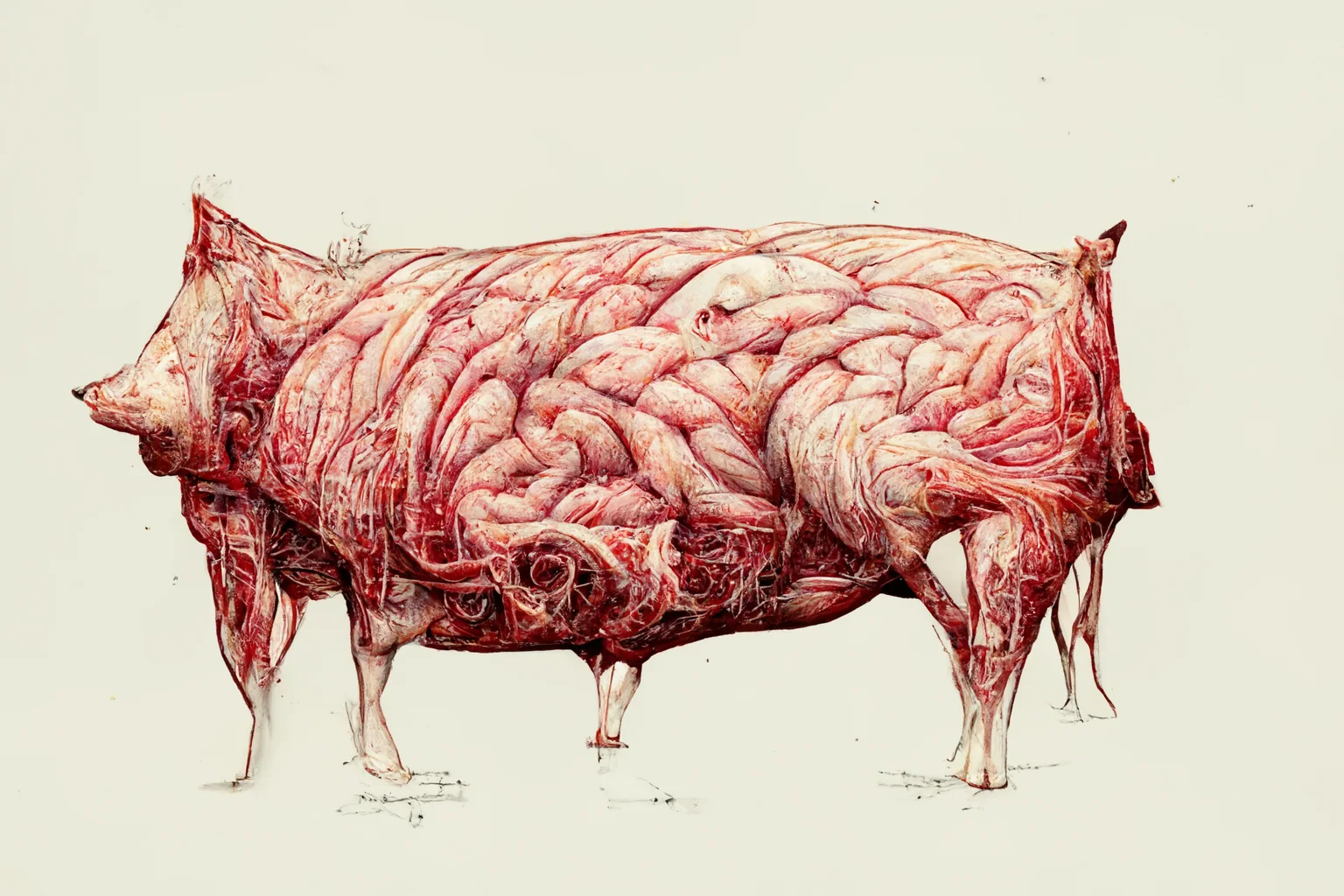Layered anatomical pig study suggesting an industrial biological machine