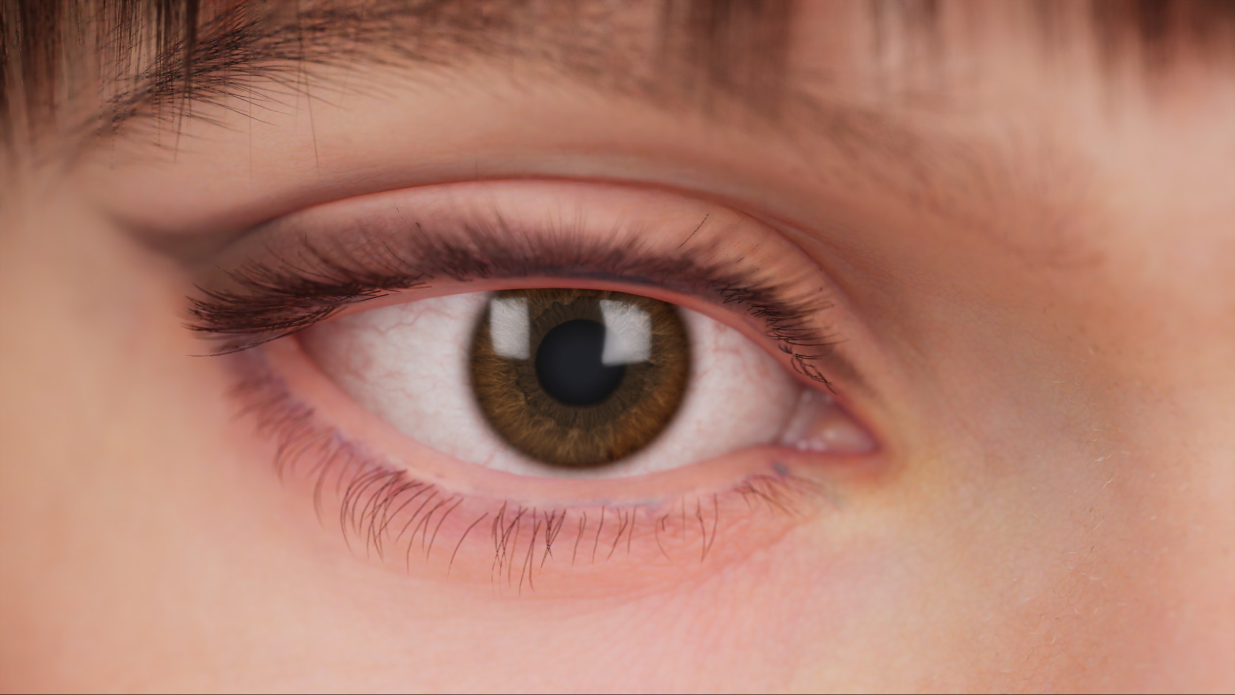 Detailed MetaHuman eye and eyelashes rendered in Unreal Engine 5