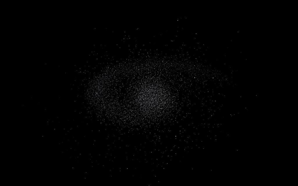 A portrait reconstructing itself from thousands of living particles